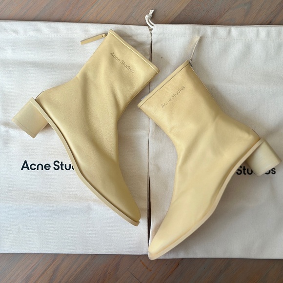 Acne Studios Bertine Square Toe Heeled Ankle Boots with Box - Picture 1 of 8